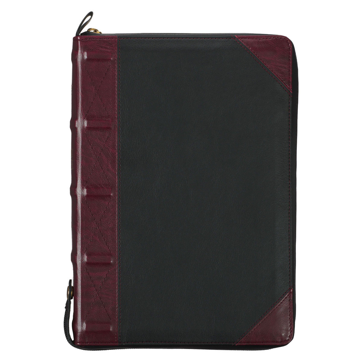 Image of KJV Study Bible Faux Leather, Burgundy/Black w/zipper