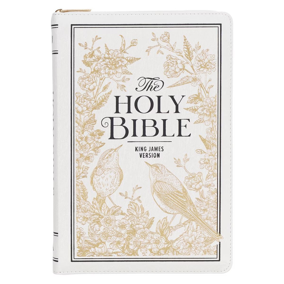 Image of KJV Bible Thinline LP Faux Leather, White and Gold w/zipper