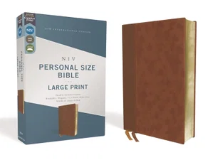 NIV Personal Size Bible, Large Print, Leathersoft, Brown, Red Letter