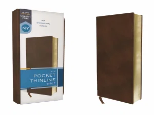 NIV Pocket Thinline Bible, Leathersoft, Brown, Red Letter, Comfort Print