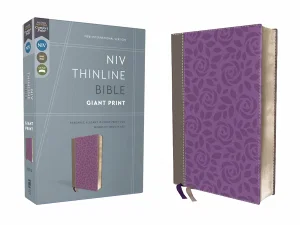 NIV, Thinline Bible, Giant Print, Leathersoft, Grey/Purple, Comfort Print