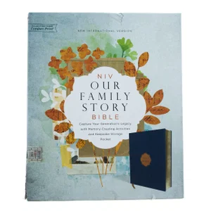NIV, Our Family Story Bible, Leathersoft over Board, Navy,