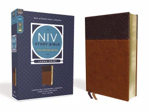NIV Study Bible, Fully Revised Edition, Large Print, Leathersoft, Brown