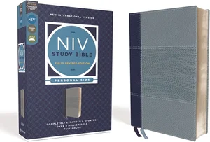 NIV Study Bible, Fully Revised Edition, Personal Size, Leathersoft, Navy/Blue