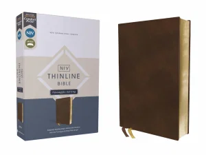 NIV, Thinline Bible, Passaggio Setting, Leathersoft, Brown, Red Letter, Comfort