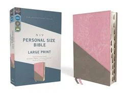 Niv, Personal Size Bible, Large Print, Leathersoft, Pink/Grey, Red Letter, Thumb