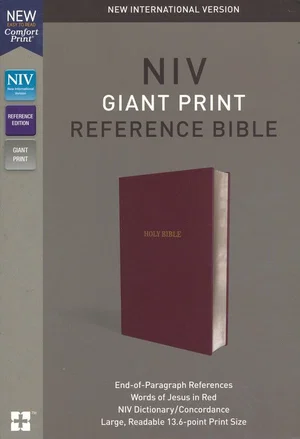 NIV, Reference Bible, Giant Print, Leather-Look, Burgundy