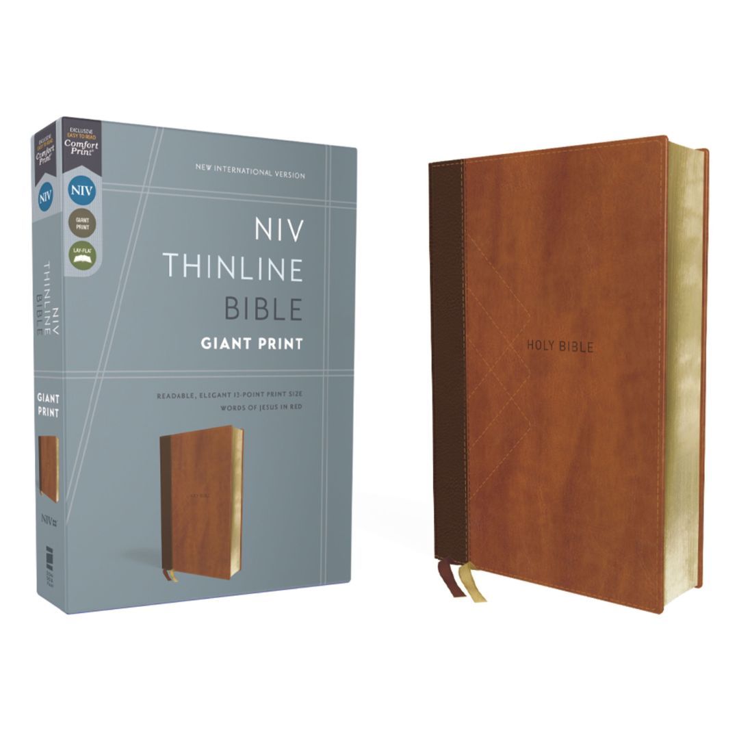 Image of NIV , Thinline Bible, Giant Print, Leathersoft, Brown, Red Letter, Comfort Print