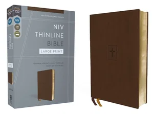 NIV Thinline Bible,Large Print, Leathersoft, Brown, Red Letter, Comfort Print