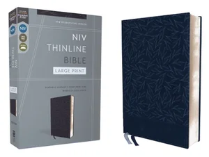 NIV Thinline Bible, Large Print, Leathersoft, Navy, Red Letter, Comfort Print