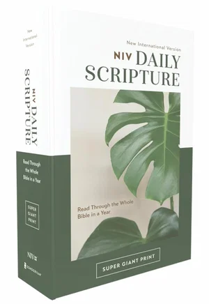 NIV,Daily Scripture, Super Giant Print, Paperback, White/Green, Comfort Print