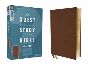 NIV Quest Study Bible Large Print Brown Leathersoft