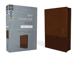 NIV Thinline Bible Large Print, Brown Leathersoft, Zippered