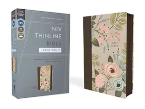 NIV Thinline Bible Large Print, Floral Leathersoft, Red Letter