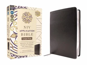 NIV Application Bible, Large Print, European Bonded Leather, Black, Red Letter