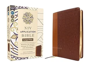 NIV Application Bible, Large Print, Brown Leathersoft, Red Letter