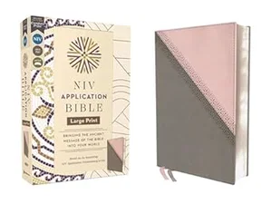NIV Application Bible, Large Print, Pink/Grey Leathersoft, Red Letter