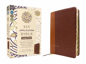 NIV Application Bible, Large Print, Leathersoft, Brown, Red Letter, Indexed