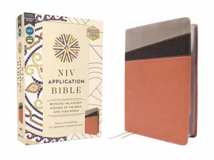 NIV Application Bible, Leathersoft, Coral/Grey, Red Letter, Comfort Print
