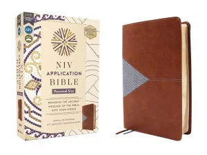 NIV Application Bible, Personal Size, Leathersoft, Brown/Blue, Red Letter