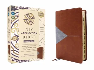NIV Application Bible, Personal Size, Leathersoft, Brown/Blue Indexed