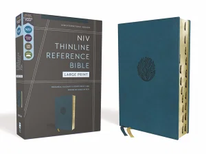 Niv, Thinline Reference Bible Large Print, Leathersoft, Teal, Red Letter Indexed