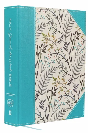 NKJV, Journal the Word Bible, Large Print, Blue Floral Cloth, Red