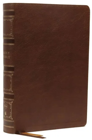 NKJV Single-Column Wide-Margin Reference Bible Brown Leathersoft