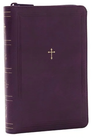NKJV Compact Paragraph-Style Bible Purple Leathersoft with Zipper
