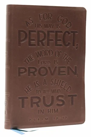 NKJV Thinline Bible Verse Art Collection Brown Genuine Leather Indexed