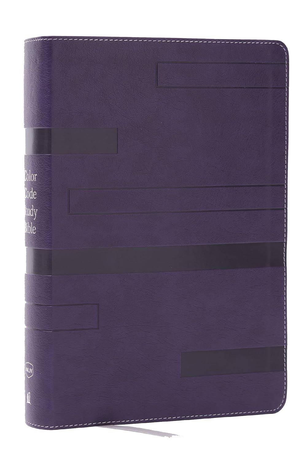 Image of NKJV Color Code Study Bible, Purple Leathersoft, Indexed