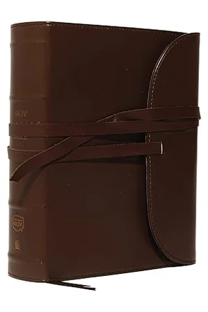 NKJV, Journal the Word Bible, Large Print, Premium Leather, Brown, Red Letter Ed
