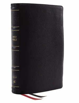 NKJV Thinline Reference Bible, Genuine Leather, Black, Red Letter, Thumb Indexed