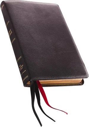 NKJV, Thinline Reference Bible, Large Print, Premium Leather, Black, Sterling Ed