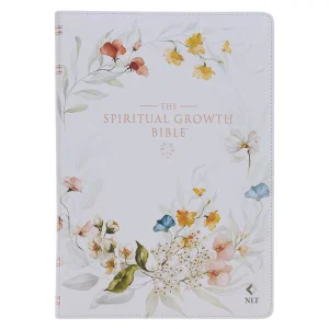 NLT Cream-coloured Floral Faux Leather Spiritual Growth Bible