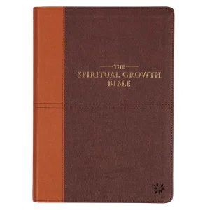 NLT Two-tone Espresso and Toffee Brown Faux Leather Spiritual Growth Bible