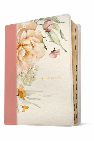 NLT Wide Margin Bible - Leatherlike, Dusty Pink Blossoms, Indexed