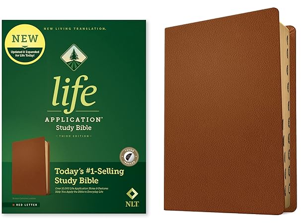 Image of NLT Life Application Study Bible Brown Genuine Leather, Indexed, Red Letter