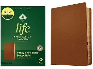 NLT Life Application Study Bible Brown Genuine Leather, Indexed, Red Letter
