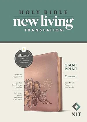NLT Compact Giant Print Bible Rose Metalic Leatherlike, Filament Enabled
