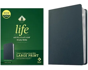 NLT Life Application Study Bible, Third Ed., Large Print, Navy Genuine Leather
