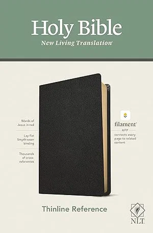 NLT Thinline Reference Bible Genuine Leather Black