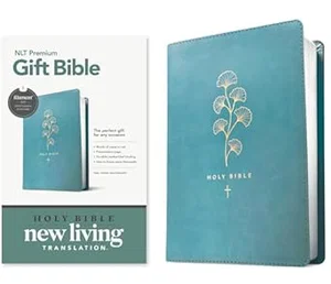 NLT Premium Gift Bible, Teal Cross, Leatherlike, Filament Enabled