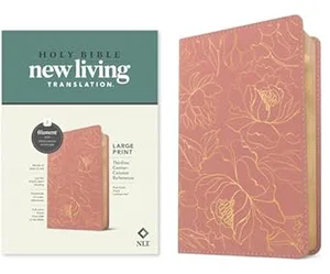 NLT Large Print Thinline Centre-Column Reference Bible, Pink Gold Floral