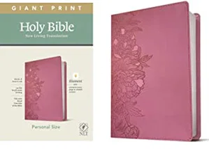 NLT Personal Size Giant Print Bible LeatherLike, Peony Pink