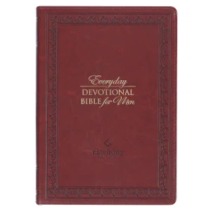 Devotional Bible NLT for Men Faux leather, Saddle tan