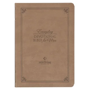 Devotional Bible NLT for Men Faux leather, Khaki