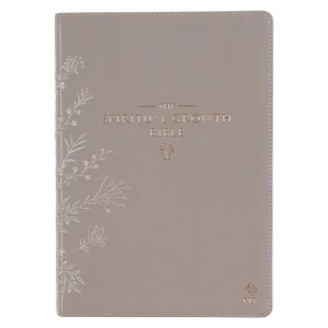 NLT, The Spiritual Growth Bible Faux Leather, Taupe Floral Embroidered