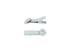 1.25" Floral Crystal Pinch Clip - White