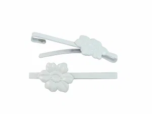 2" Bar Dogwood Barrette White